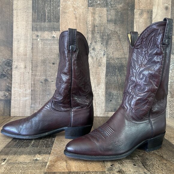 Dan Post 16773 Vintage Black Cherry Western Cowboy Boots Mens 12 D - Picture 9 of 12